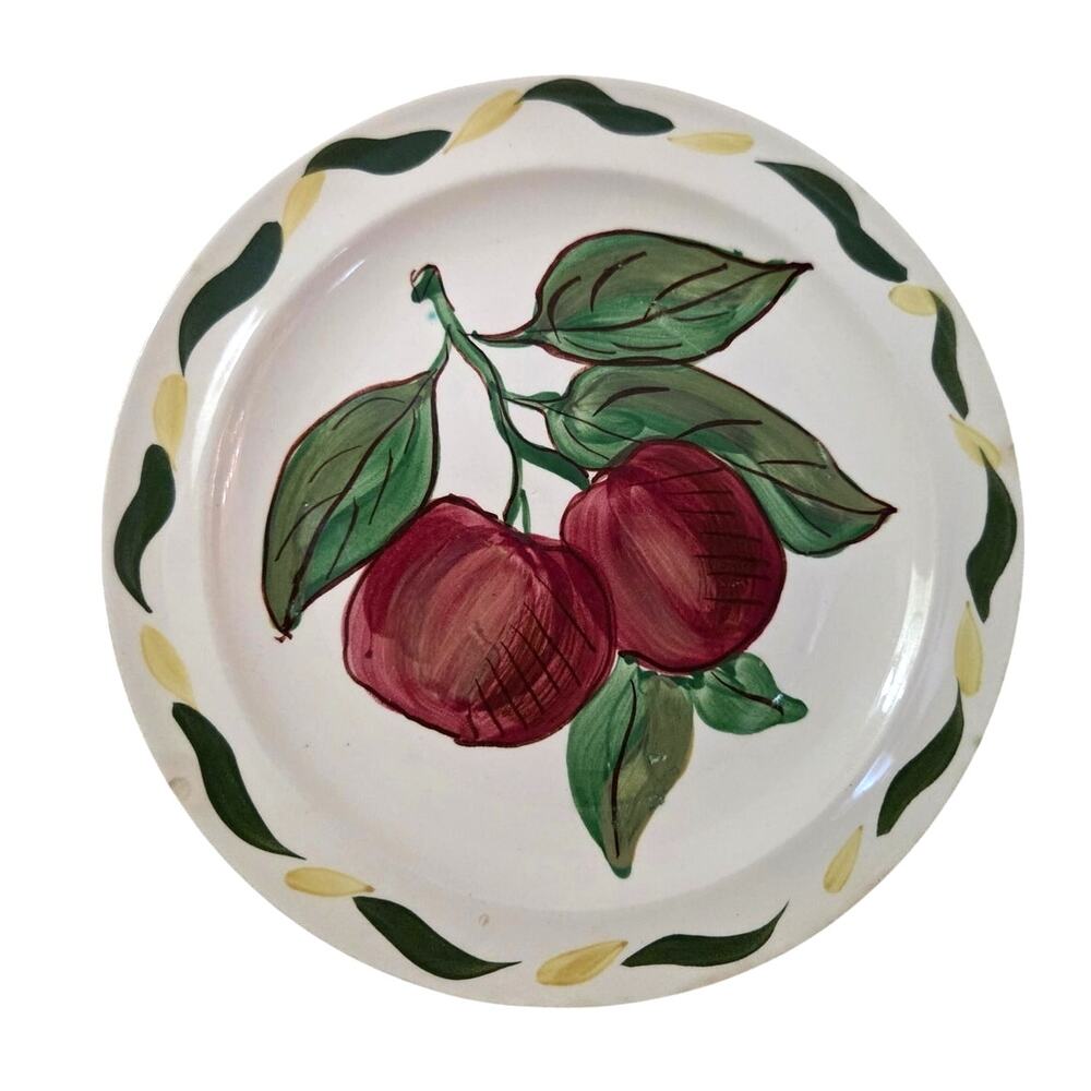 Vtg Blue Ridge Pottery Apple Dinner PLATE Green Yellow Hand Painted